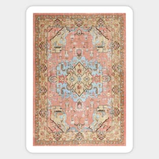 Old oriental beige pink and blue rug Sticker